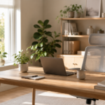 Espacio de trabajo moderno, limpio y organizado que favorece la concentración y la productividad.