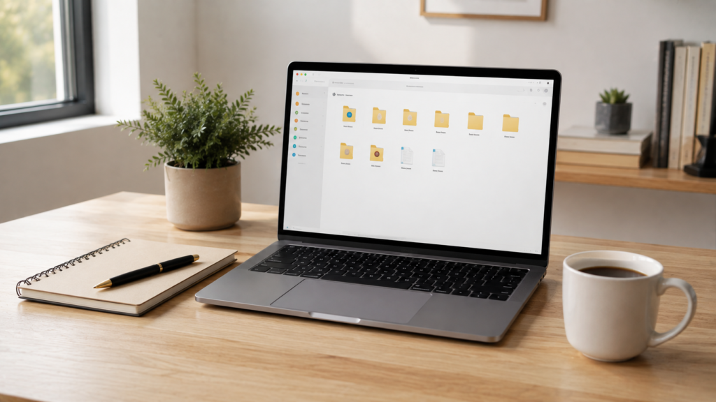Sistema para organizar documentos y carpetas digitales en un ordenador.